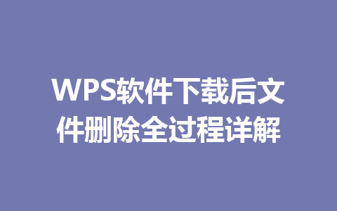 WPS软件下载后文件删除全过程详解 一