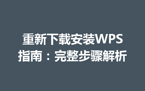 重新下载安装WPS指南：完整步骤解析 一