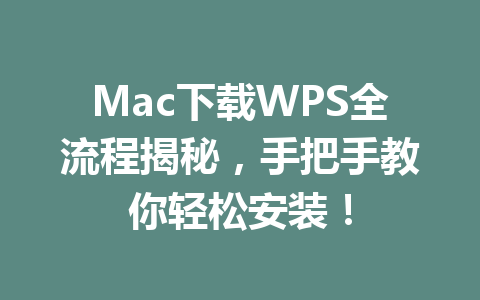 Mac下载WPS全流程揭秘，手把手教你轻松安装！ 一