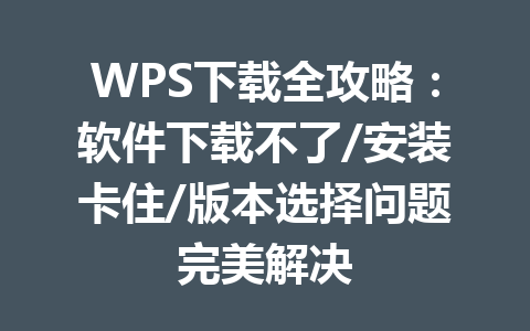 WPS下载全攻略：软件下载不了/安装卡住/版本选择问题完美解决 一